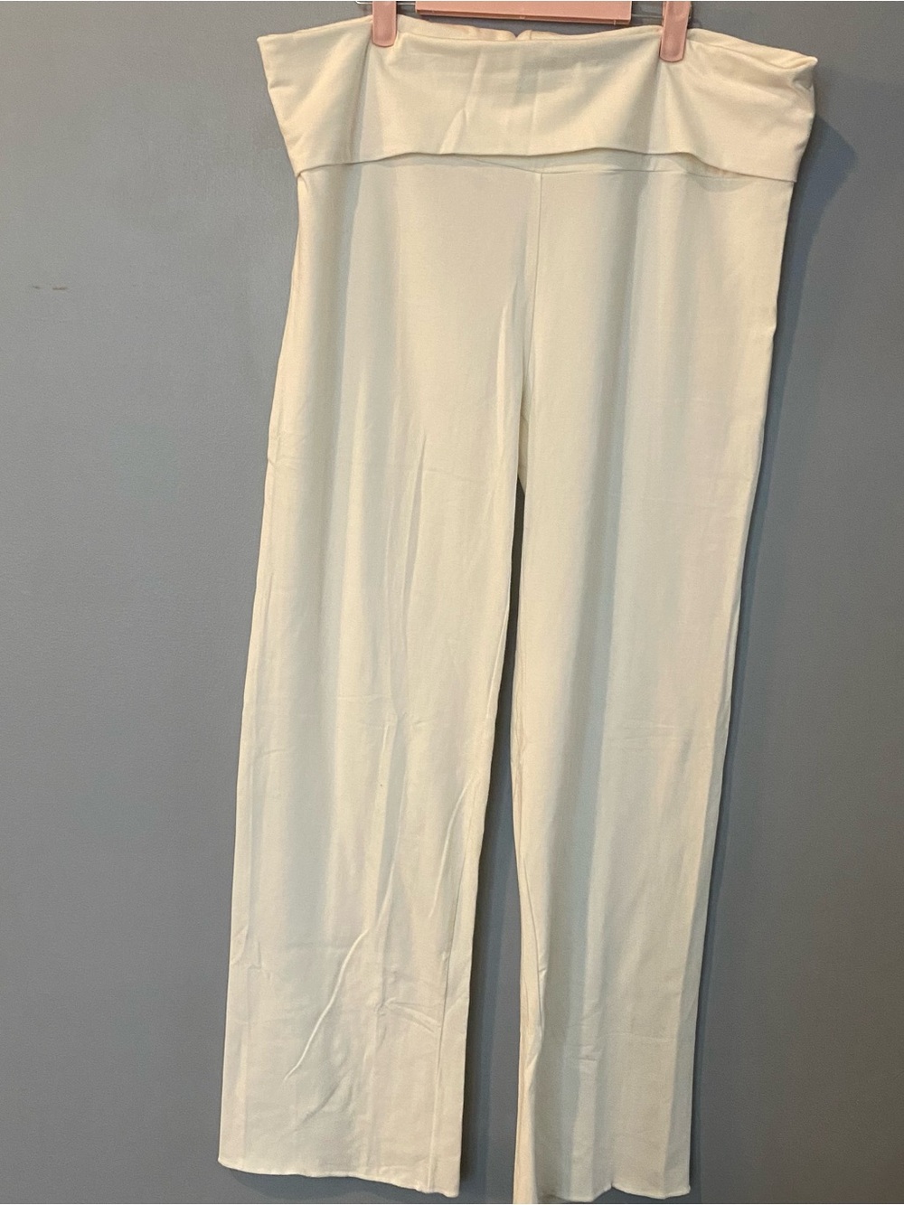 SKIMS Wide Leg Fold-Over Waist Pants in Off-White SZ 4X nwt